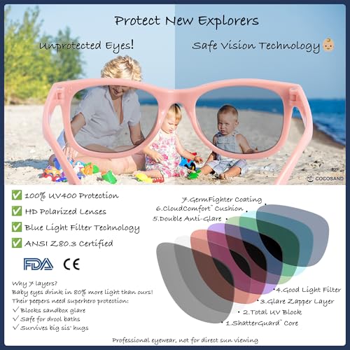 COCOSAND Flexible Polarized Baby Sunglasses with Strap UV Protection for Toddler Infant Newborn Girl Boy Age 0-24 Months by COCOSAND - Image 4