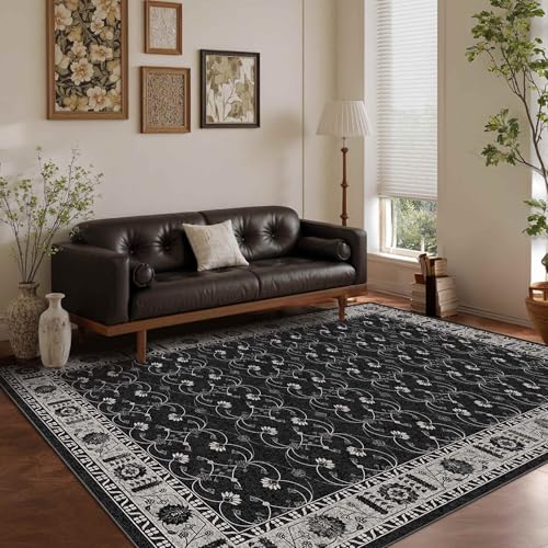 Rugxara Black Rug Area Rugs 5x7, Washable Rugs for Living Room