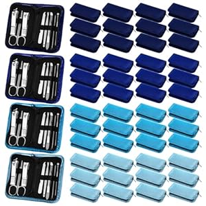 48 Set Nail Clippers Kit Manicure Set Bulk Stainless Steel Nail Care Tools Professional Nail Clippers 8 in 1 Pedicure Set with Luxurious Travel Case Gifts for Men Women Colleagues (Blue Series)