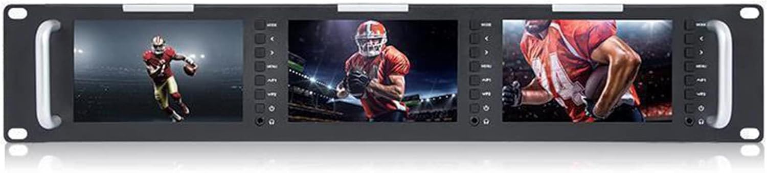 FEELWORLD T51-H Triple 5 inch 2 RU Rack Mount Monitor 800×480 Broadcast LCD Monitor with HDMI AV Input and Output