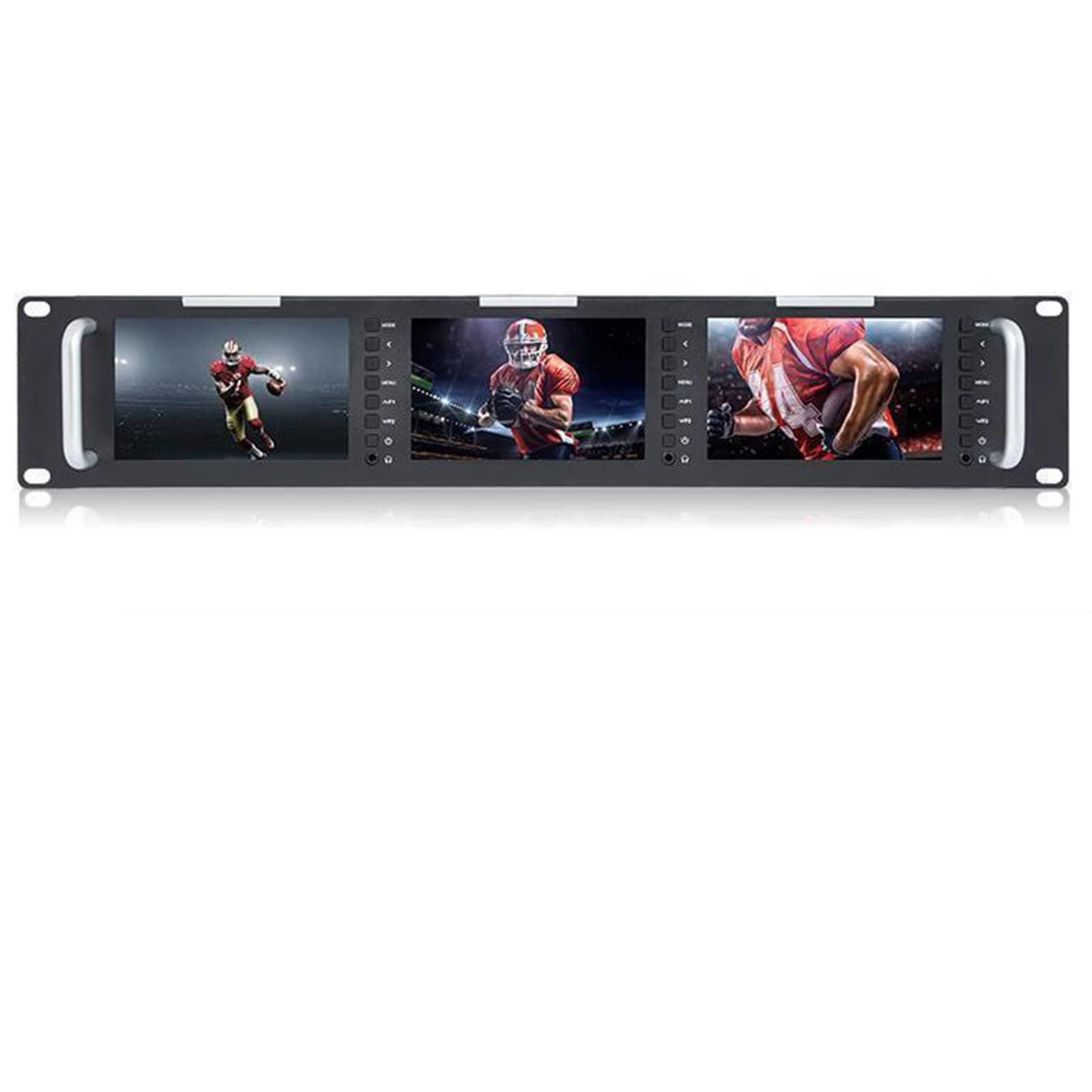 FEELWORLD T51 Triple 5 inch 2 RU Rackmount Monitor 800×480 Broadcast LCD Monitor with 3G-SDI HDMI AV Input and Output