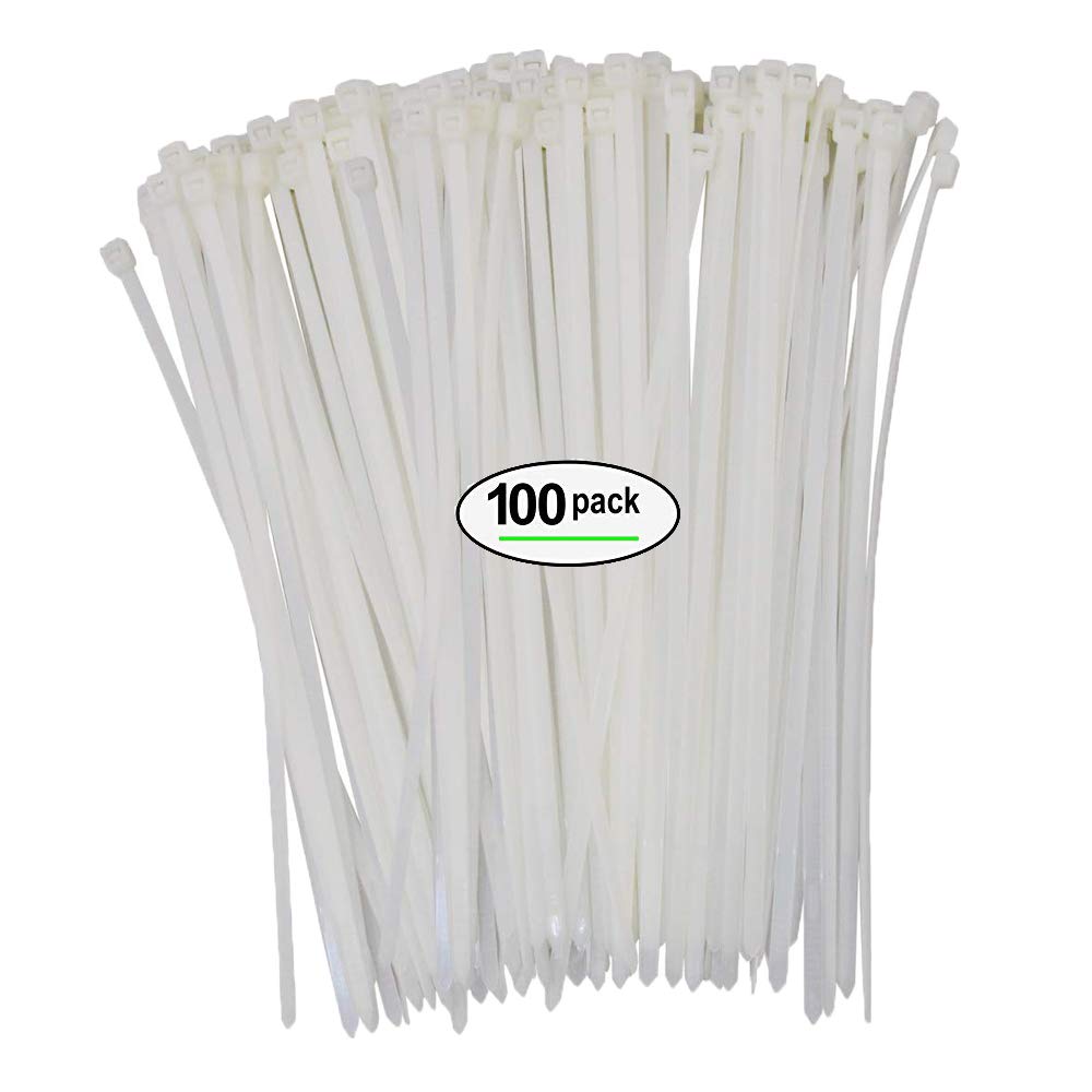 Ukcable-Ties White Cable Ties 450Mm X 7.6Mm Natural/ Nylon Plastic Zip Tie Wraps - Pack Of 100