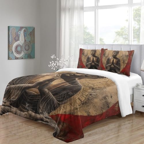 Linge de lit Bouddha pour chambre zen parure microfibre 3 pièces - 5