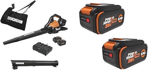 WORX 40V 3-in-1 Cordless Leaf Blower/Leaf Vacuum/Leaf Mulcher for Lawn Care
