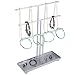 3 Tier Modern Metal T-Bar Jewelry Display Organizer Stand with Ring Tray, Silver