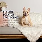 PupProtector Waterproof Throw Blanket for Dogs and Cats, Pet Blanket Cover for Couches, Sofas, Beds, Car Seats, Furniture, Calming Soft Faux Fur, White with Brown Accents, Original (60" L x 50" W) - Image 3