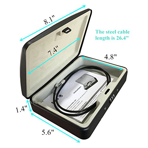SEPOX® Water/Fire-Resistant Portable Security Case Lock Box Steel, Personal Travel Safe Storage Cabinet for Small Item, 3-Ft Cable, Ressetable Combination Lock for Dorm, Car, Sports, Office - Image 3