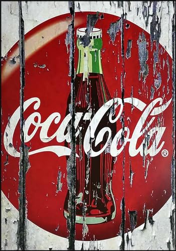 KUSTOM ART Cuadro Serie Publicidad Coca Cola botella impresión sobre madera 30 x 21 cm
