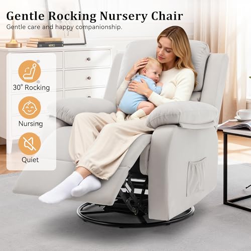 image for Korser Recliner Chair, 360 Swivel Rocker Chair for Adults, Small Rocki