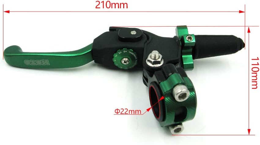 OTOM Universal Motorcycle Aluminum 7 Gear Foldable Clutch Lever Adjustable Handle Clutch 7/8" 22mm for Dirt Bike Mini Bikes ATV Scooter (Green)