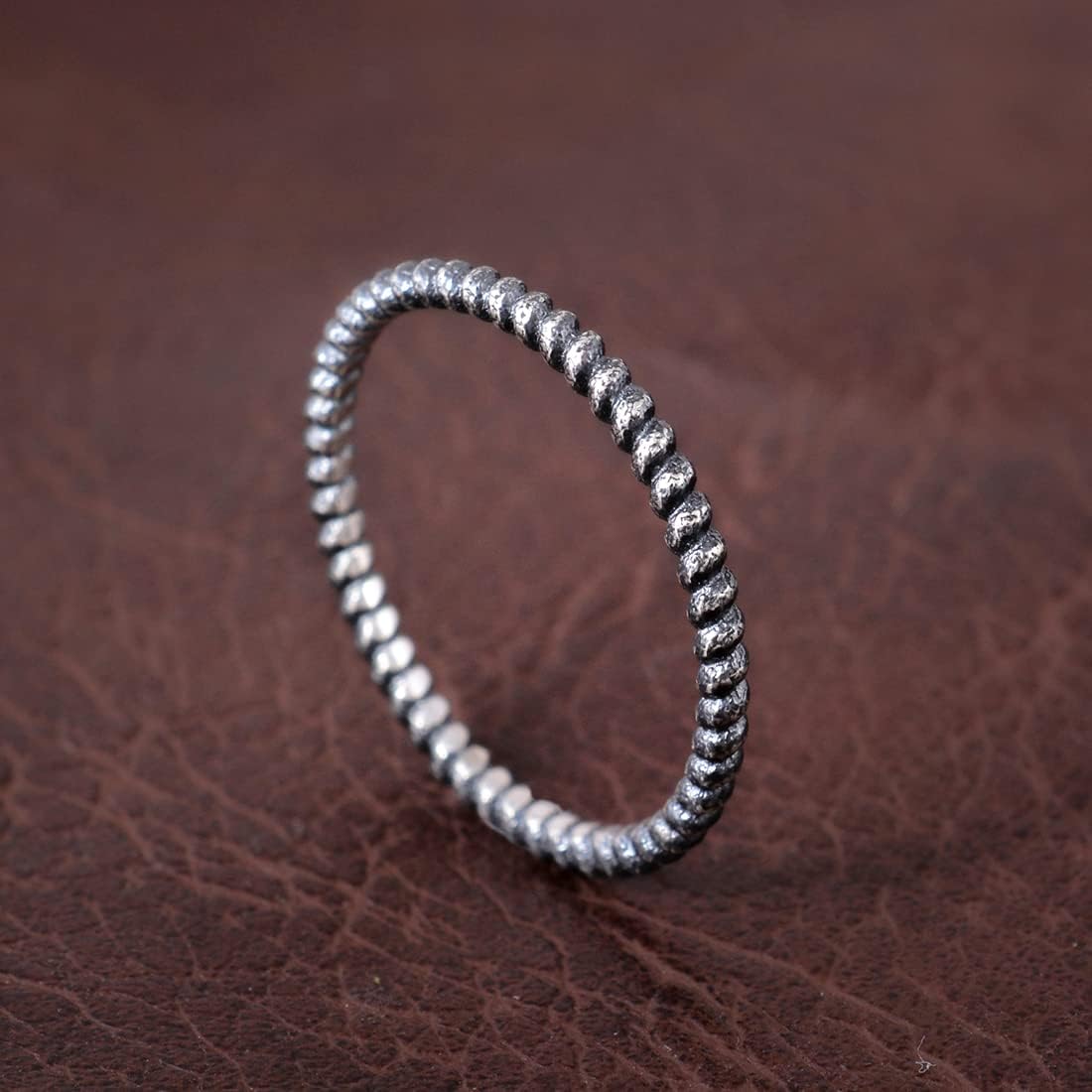 925 Sterling Silver Plated Ring, COMET Twisted Eternity Band Stackable Rings 2 mm Thin Stacking Rings - Image 2