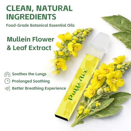 Image of PUFFIAIR Mullein Herbal Air Inhaler | with Mullein Flower & Leaf Extract for Lung Care, Craving & Stress Relief | Nicotine-Free, Smokeless Inhalers & Non-Electric, Usable Anywhere - 2 Pcs
