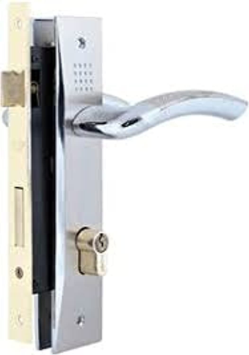 ABBASALI FOR WOODEN DOOR HANDLE SET WITH LOCK BODY & CYLINDER 70MM 5KEY (SN) DOTTED MODEL