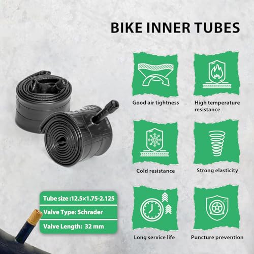 Mohegia Kids Bike Tires Replacement Set: 2-Pack 12-1/2-Inch X 2-1/4 Inch (12.5X2.125 Inch) Folding Bicycle Tires And Pair 12.5-Inch Inner Tubes Schrader Valve With Tire Levers thumb #2