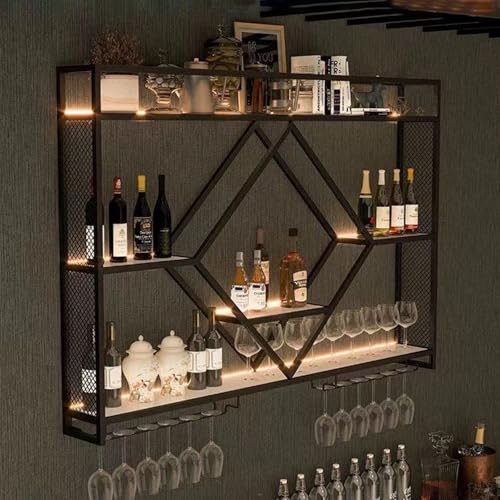 Soporte para botellas de vino de metal moderno con luz miniatura 4
