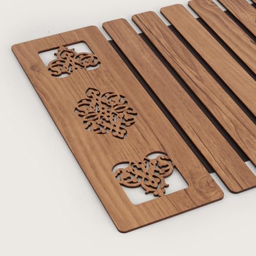 Image of HOME 360 Modern Slat Table Runner | Decorative Finish MDF Slats with Intricate Cut-Out Patterns | Rollable Table Centerpiece for Dining Room, Kitchen | (TAN 1, 14X36 INCH)
