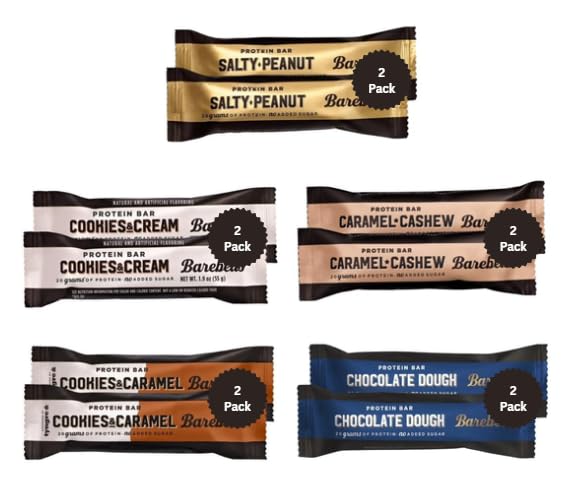 Barebels Protein Bars Variety Pack - Protein Snacks with 20g of High Protein - Protein Bar with 1g of Total Sugars - 5 Flavors, 10 Count
