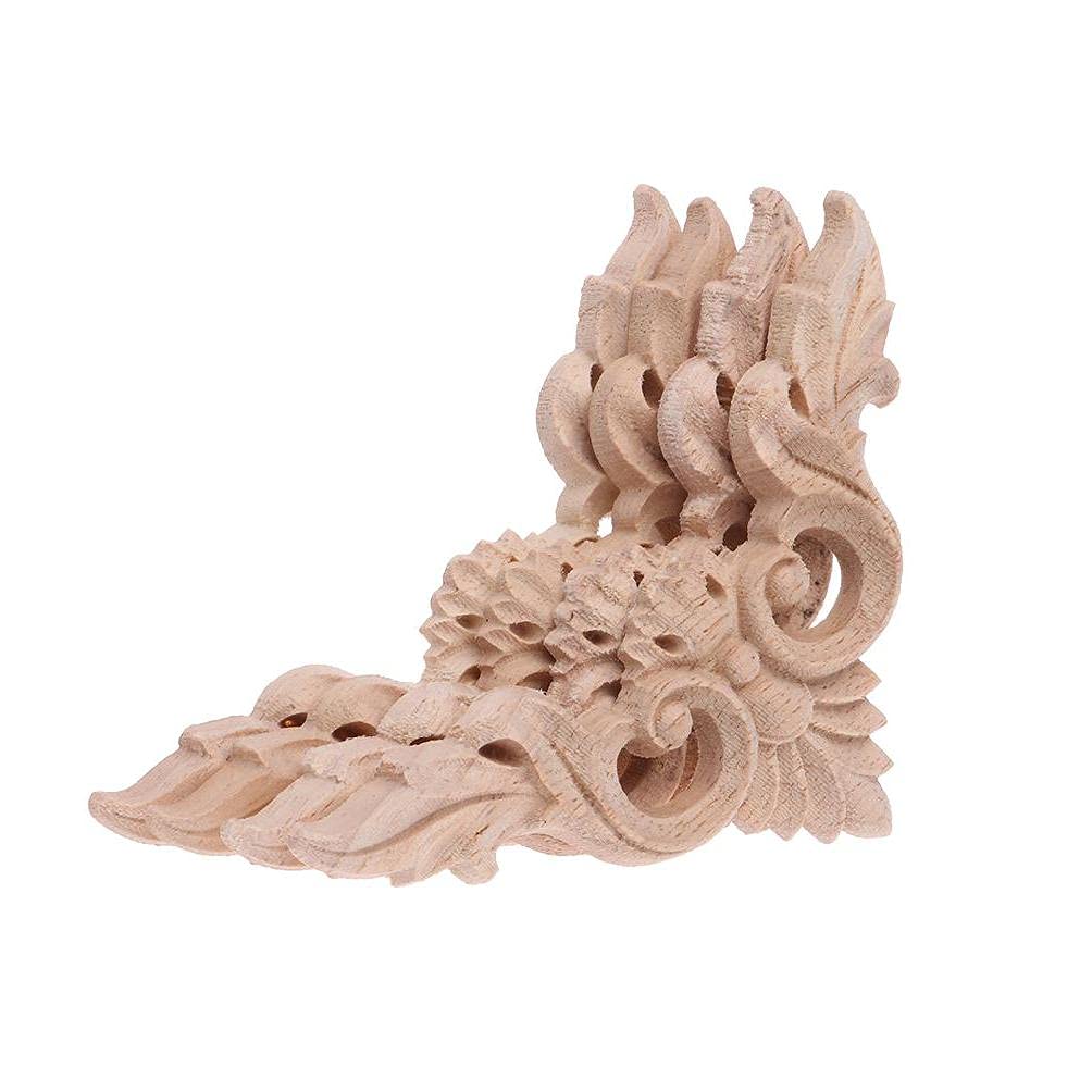4pcs/set Wood Corner Flower Applique Frame Cupboard Cabin Wood Applique
