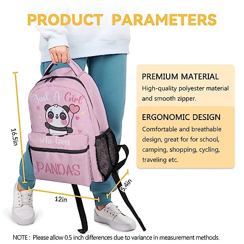 Panda Backpacks for Girls - 16 Inch Cute Backpack for School - Pink, Large Capacity, Durable, Lightweight Bookbag for Kids Travel3