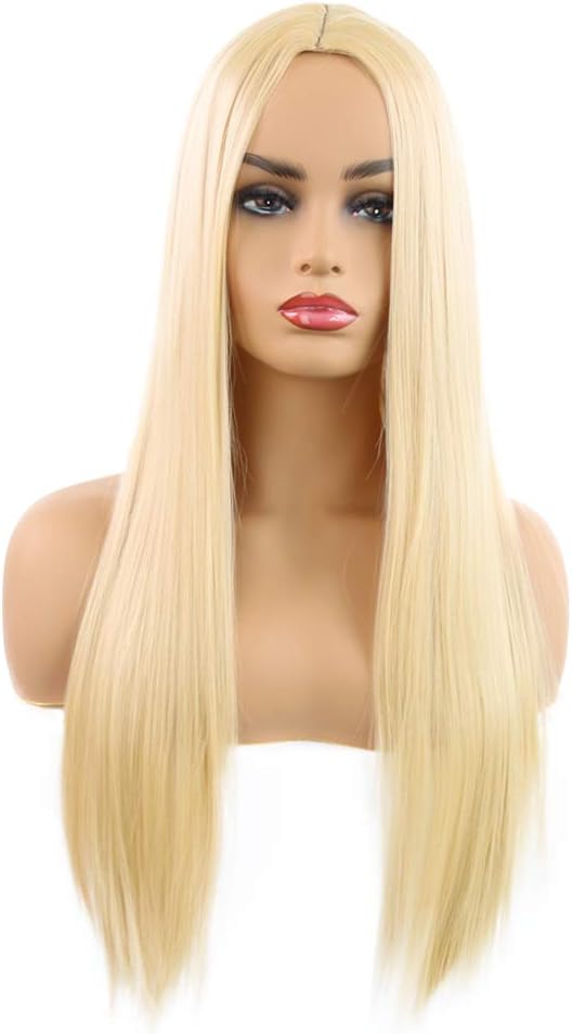 Fleurapance Long straight High Quality Heat Resistant Cosplay Synthetic Hair Wigs (gold)