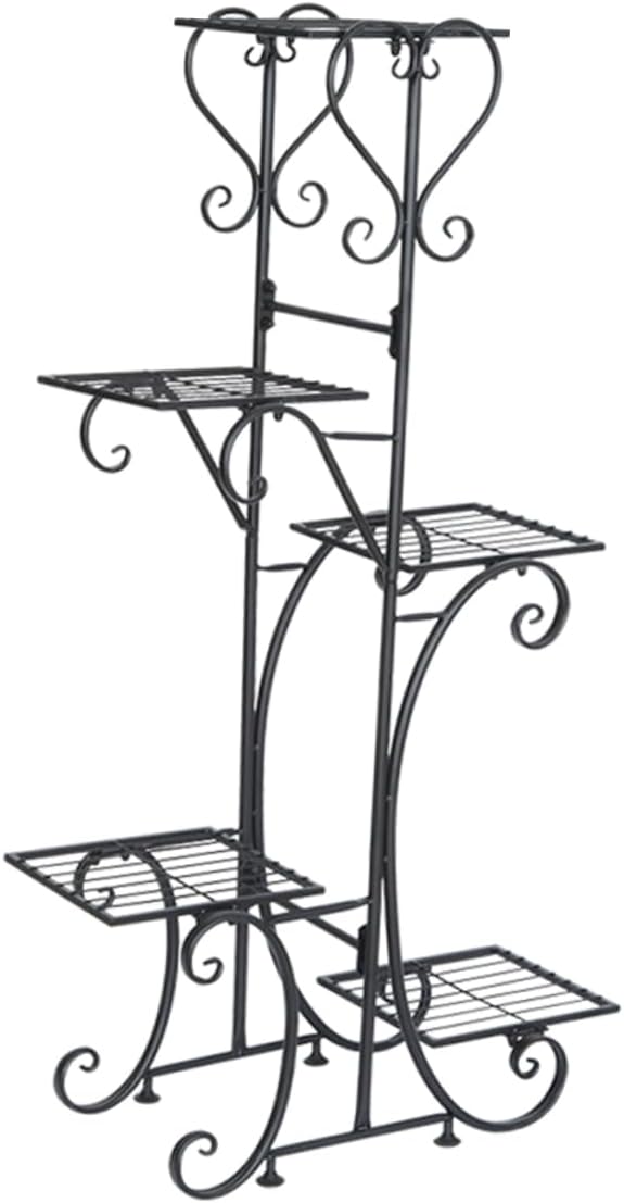 DECHOUS Decorative Iron Flower Shelf Sturdy Black Plant Stand for Use for Home Decoration and Flower Storage for Housewarming