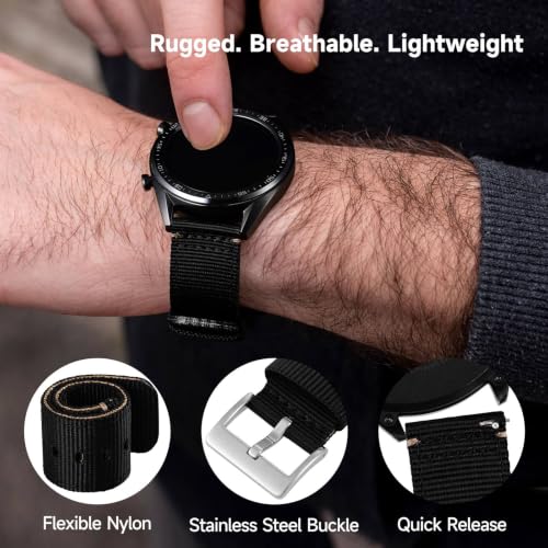 Image of WOCCI Nylon Watch Bands, Contrast Woven Design, Quick Release, Stainless Steel Buckle, Band Width 20mm 22mm 24mm 26mm
