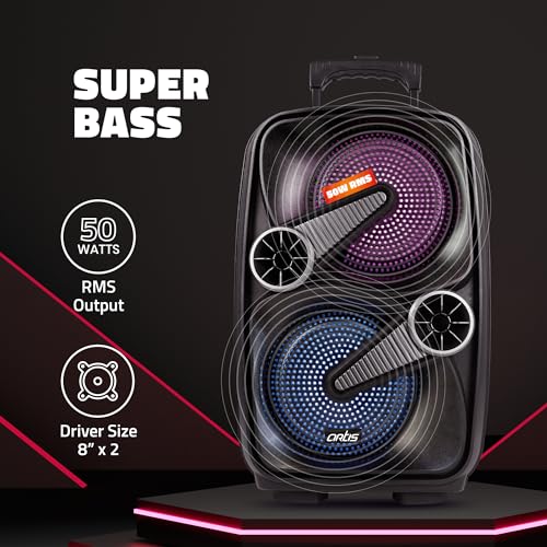 Image of Artis BT909 50W Wireless Bluetooth Party Speaker with FM /USB /Aux in /TF Card & Wireless Mic.