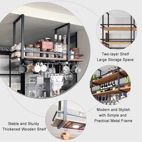 Support multifonctionnel rangement plantes et bouteilles de vin suspendu