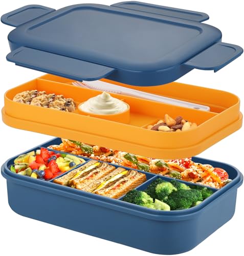 Sinnsally Lunchbox für Erwachsene,2000ml Brotdose mit Fächern,Bento Lunch Box mit Besteck Vesperbox Brotzeitbox Brotbox,Auslaufsicher Essensbox...