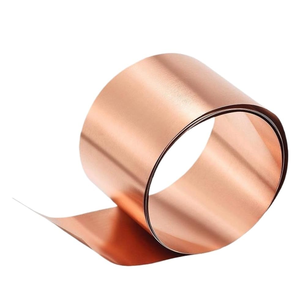 1 Stück Kupferplattenrolle, Länge 100–5000 mm, reine Kupferfolie, Heimwerker-Metallblech, leicht zu schweißen(0.2x200x1000mm)