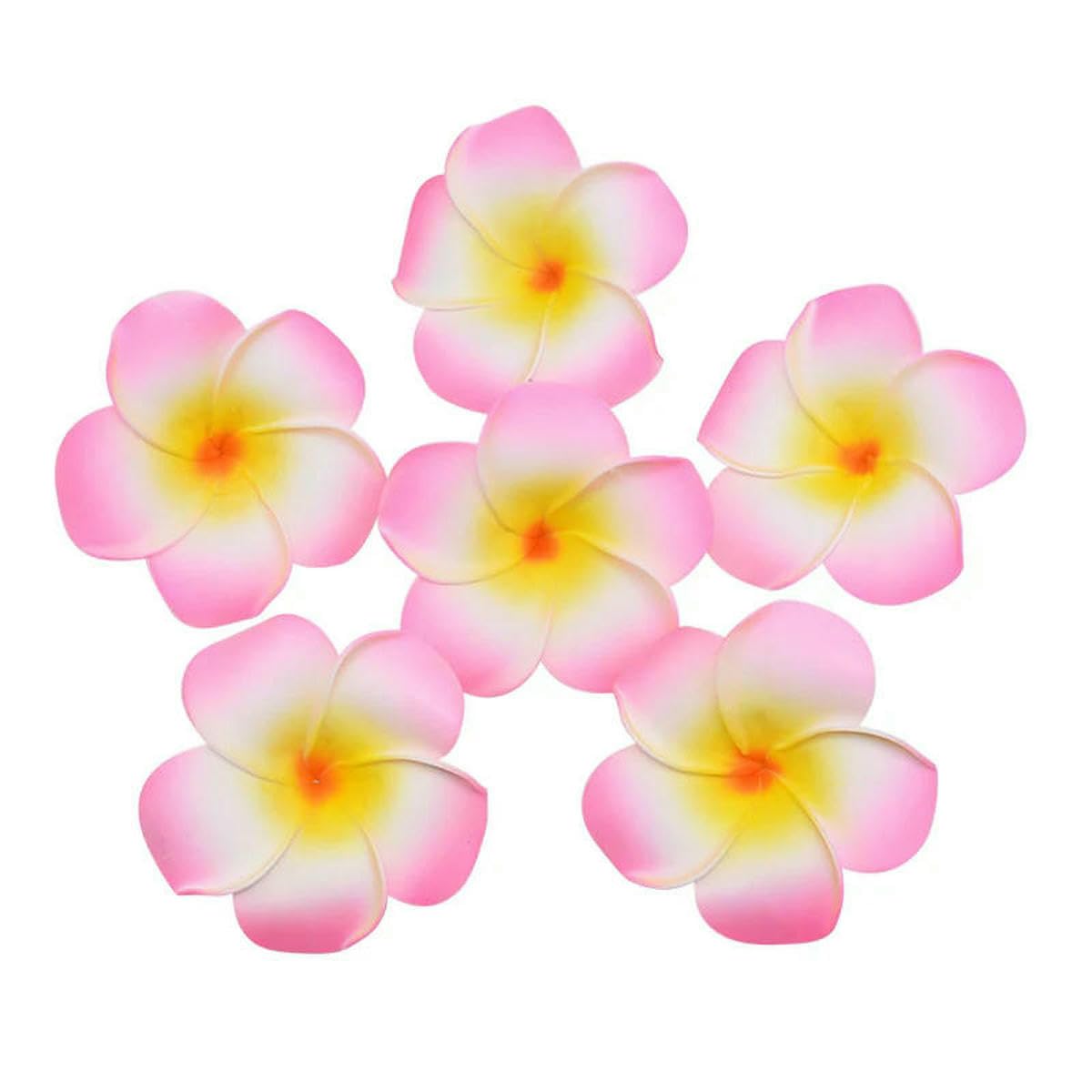 AYHTUD 30Pcs 5-9cm Artificial Plumeria Hawaiian Foam Frangipani Flower Wreath Headdress Wedding Party Decoration Fake Flower-H19-5cm