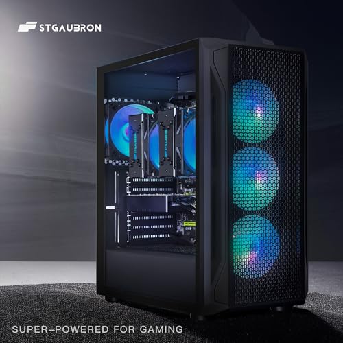 Image of STGAubron Dual CPU Gaming PC, Dual Intel i7 Xeon E5 up to 3.7GHz, Radeon RX 580 8G, 16GB DDR4, 1TB SSD, WiFi 6, BT 5.0, RGB Fan x4, Windows 11 Home