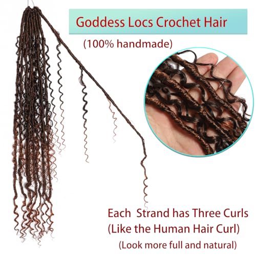BLUONASI Boho Faux Locs Crochet Hair 30 Inch Goddess Locs 8 Packs Boho Soft Locs Crochet Hair with Curly Ends Pre-looped Long Bohemian River for Black Women (T350# - Image 2