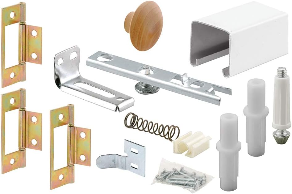 White Painted Steel Bi-Fold Closet Door Track Kit