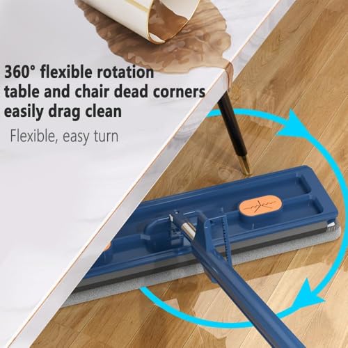 Großer flacher Wischmopp und Eimer Set, Bodenwischer zum Reinigen von Böden, 360° drehbarer Bodenreinigungsmopp mit 6 waschbaren Mikrofaser-Pads, Bodenwischer für Hartboden Trocken Nasswischer – Bild 7