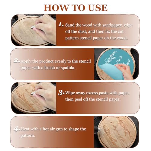 Horuili® Holzbrennpaste Brennpaste Gel, 120ml Einfach Aufzutragende Brennpaste, Holzhandwerk Brennpaste, Multifunktionales DIY Brandmalerei für Holz, Papier, Leder, Stoff