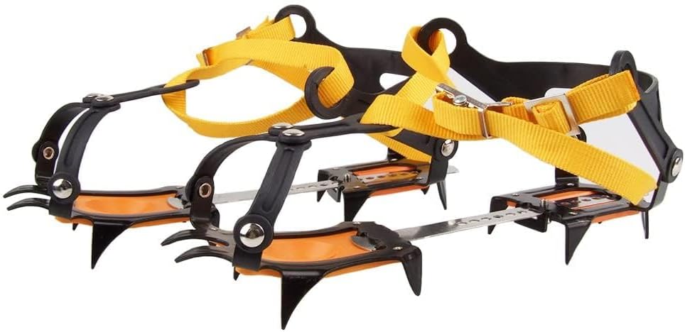 Namvo Crampons for Hiking Boots, 10 Teeth Comes with snowboard Welding Chain Stainless Steel Crampons, Crampons Ice Cleats Traction Snow Grips for Boots Shoes