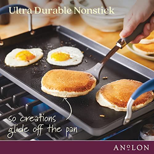 Anolon Advanced Hard Anodized Nonstick Pan/Flat Grill/Griddle Rack, 10 Inch X 18 Inch, Indigo Blue #TOP2