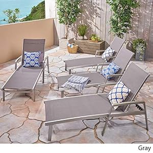 Christopher Knight Home Joy Outdoor Mesh and Aluminum Chaise Lounge (Set of 4), Gray Christopher Knight Home Joy Outdoor Mesh and Aluminum Chaise Lounge Set of 4 Gray