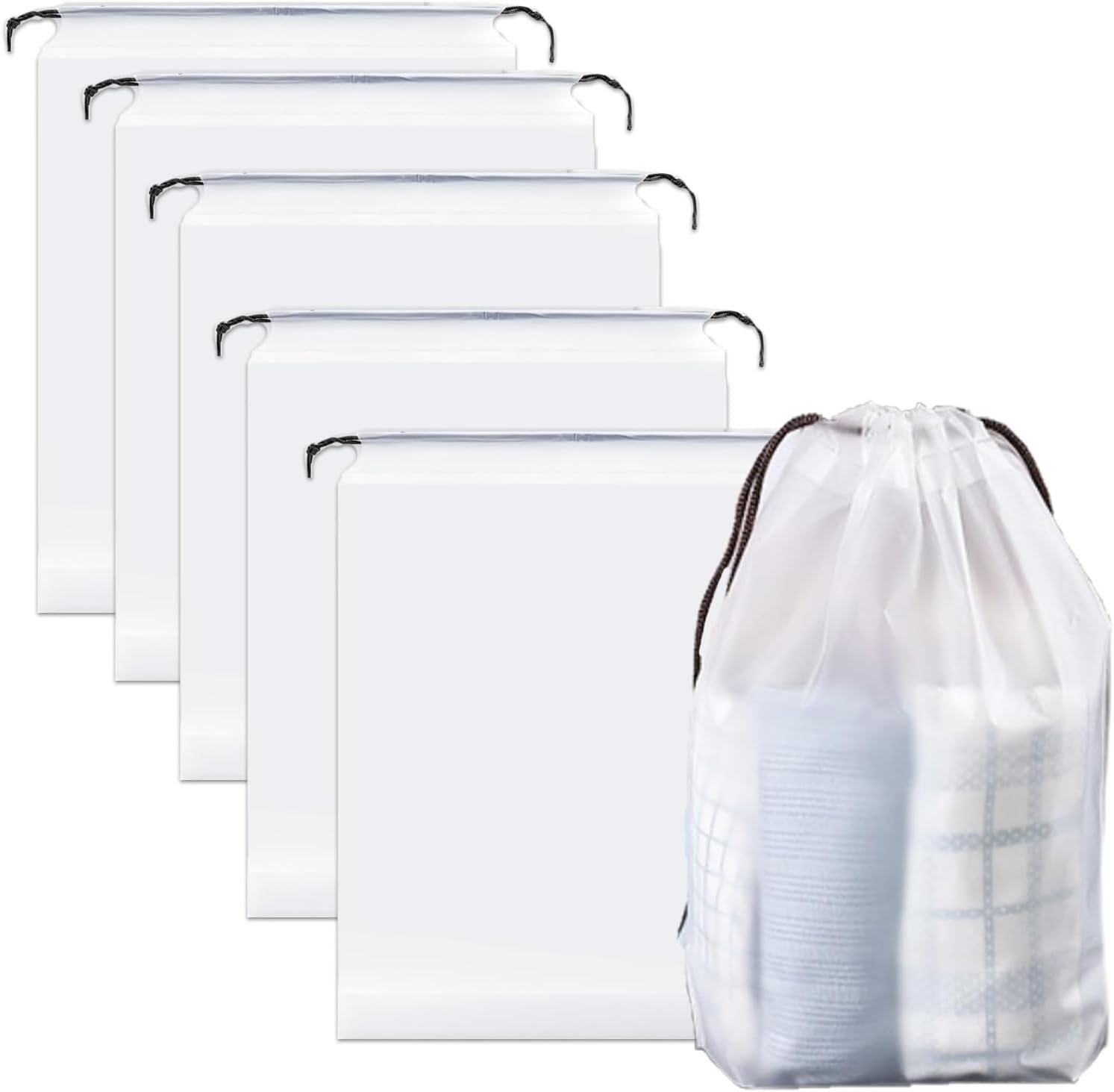 5Pcs Shoe Bags for Travel,Travel Shoe Bag,Translucent Storage Bags Multifunctional Waterproof Underwear Bag Dust Proof Bag with Drawstring for Clothes Shoes Daily and Travel Use Accessories