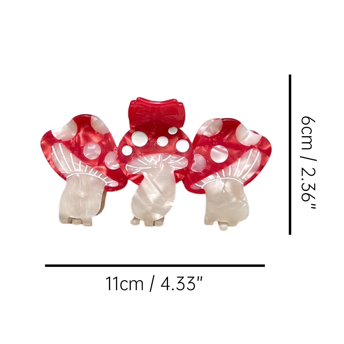 Funny Mushroom Hair Clips,Cellulose Acetate Hair Clips,Big Claw Clips for Girl,Hair Accessories,Red - Image 2