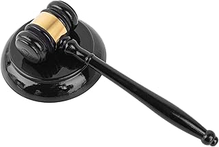 RP Remarkable Power, Black Gavel and Block Set Handcrafted Wood Gavel and Round Hammer Sound Block for Judge Auction Court
