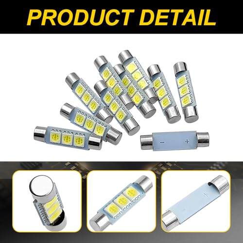 Kit de 10 luces LED para espejo y techo auto 12V blanco miniatura 4