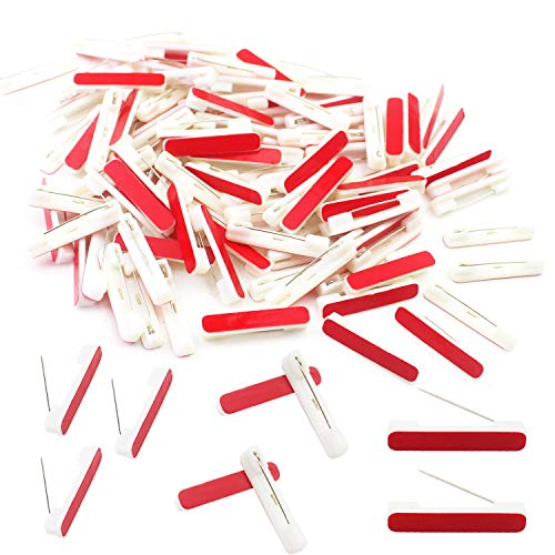 Luckkyme 100Pcs White Adhesive Safety Pins Back, Adhesive Bar Pins for Nametags ID Badge Crafting Parts