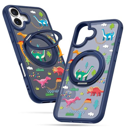 Coque anti-choc iPhone 16 Uppuppy à anneau rotatif 360 degrés