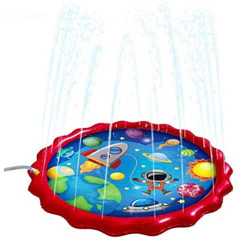 Splash Buddies 48" Sprinkler Mat – Premium Splash Pad – Outdoor Toddler Toys - Water Hose Games for Kids Ages 3 and Up – Splash Pad for Kids Extra Large - Fun Backyard Fountain Play Mat (Rocket Ship) Cover