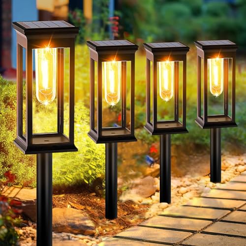 GTYZZH Solar Lights Outdoor Garden, 6 Pack Garden Lights Solar Powered Waterproof, Auto On/Off Warm White Pathway Light Ideal for Lawn, Yard, Path, Patio ＆ Landscape