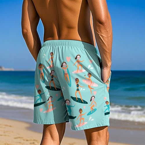 Personalized Face Swim Trunks with Floral Custom Face Men Swim Short Tropical Beach Shorts for Men Gift for Husband Dad3