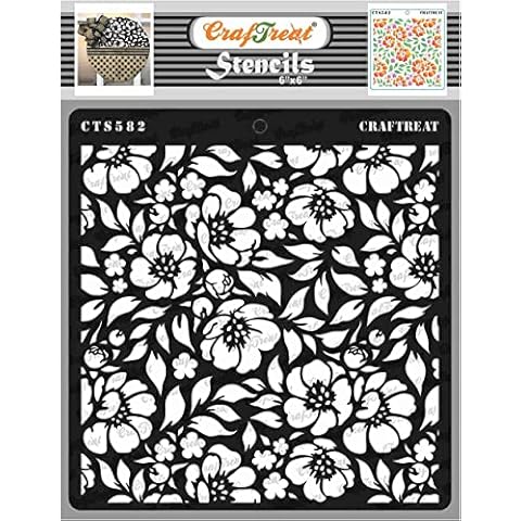 CrafTreat Reusable Flower Stencils for Painting on Wood, Canvas, Paper, Fabric, Floor, Wall and Tile - Anemone Background - 6x6 Inches - DIY Art and Craft Stencils for Painting Flowers Cover
