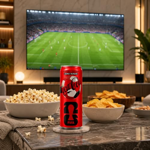 Image of COCA-COLA Zero Sugar FIFA Special Edition Soft Drink Cans, 320ml x 4pcs | Sugar Free Carbonated Cola, Fizzy Chilled Party Drink, By COUGAR, Imported-MALAYSIA